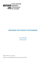 Couverture du document Règlement des études 2025/2026 